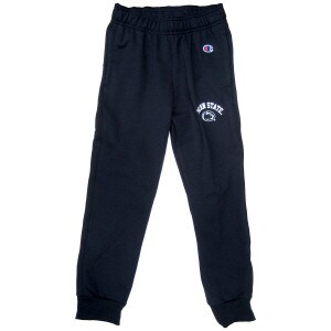 navy youth jogger sweatpants with Penn State and Athletic Logo on left thigh